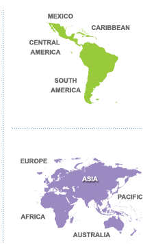 Map of South America, Europe, Asia, Africa, Australia, Pacific